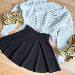 Black Flared Mini Skirt - Classic Women's Skirt